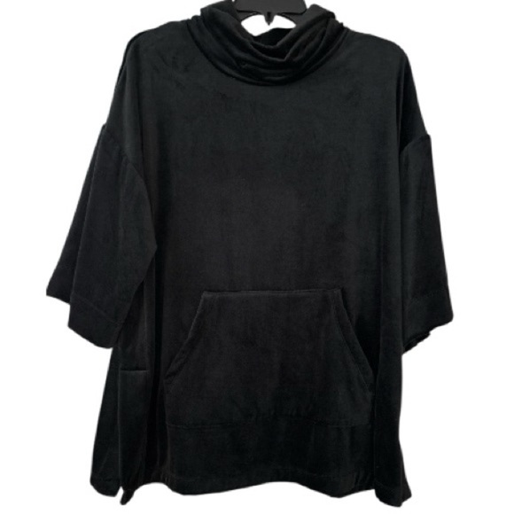 Donna Karan Other - DONNA KARAN black velour sleepwear top, sz M /L, cowl turtleneck, raglan sleeves